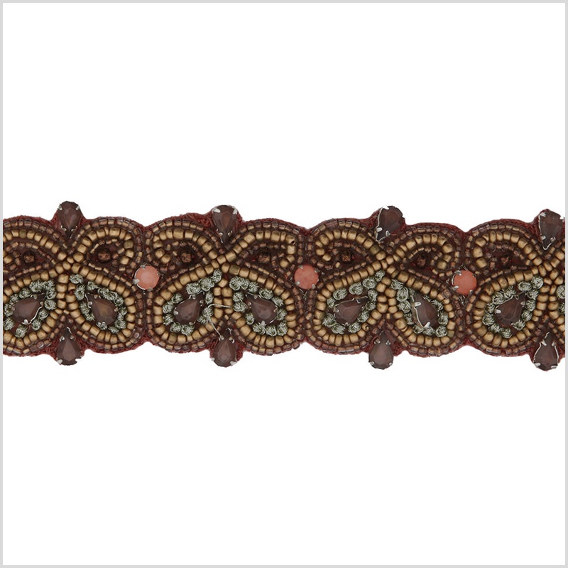 1.5" Dusty Rose Beaded Rose Trim