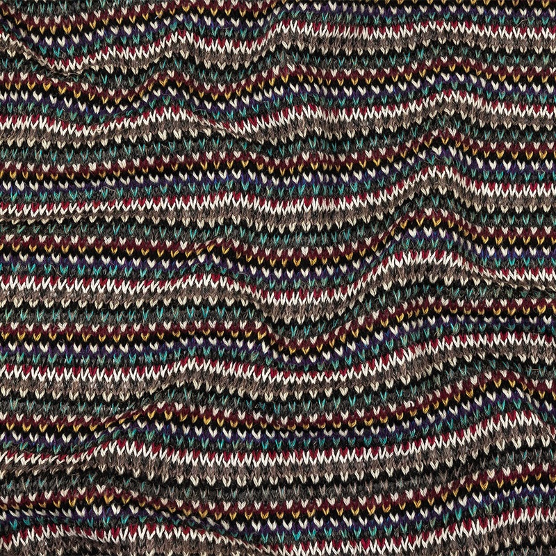 Italian Port Royale, Taupe and Blue Striped Chunky Blended Wool Sweater Knit