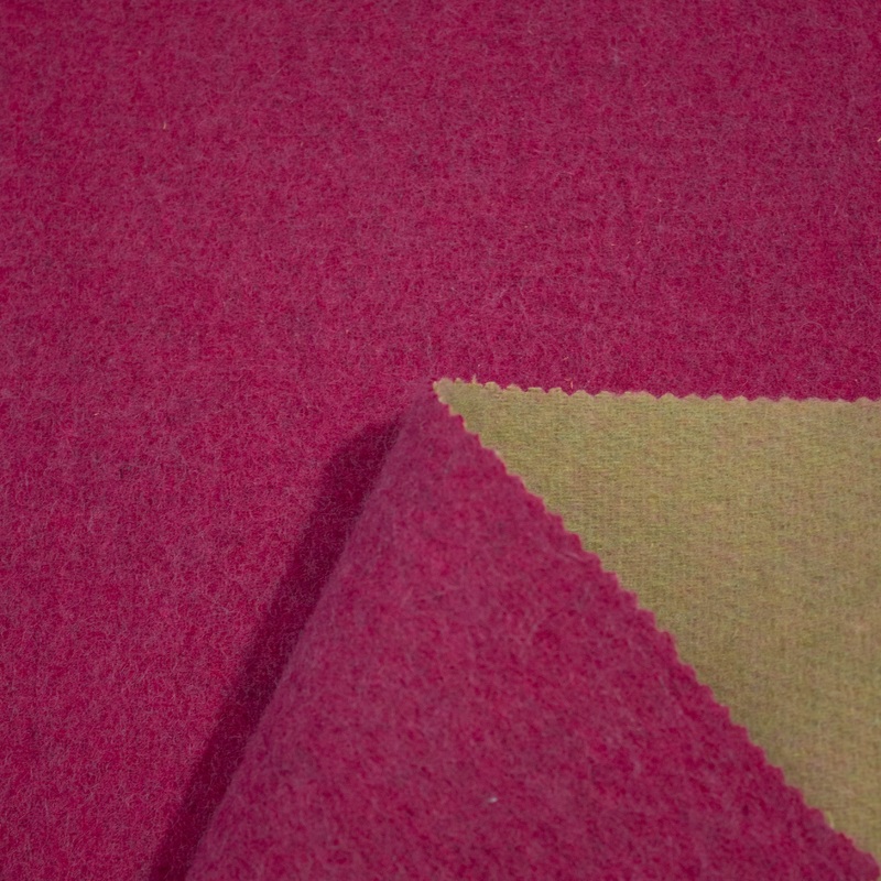 Selena Fuchsia & Beige Wool Blend Double Face Fabric