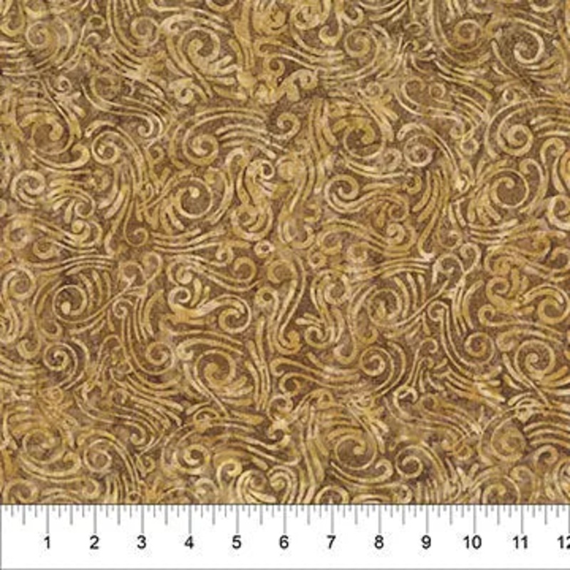 Swirls II Brown Cotton Wideback Fabric per yard