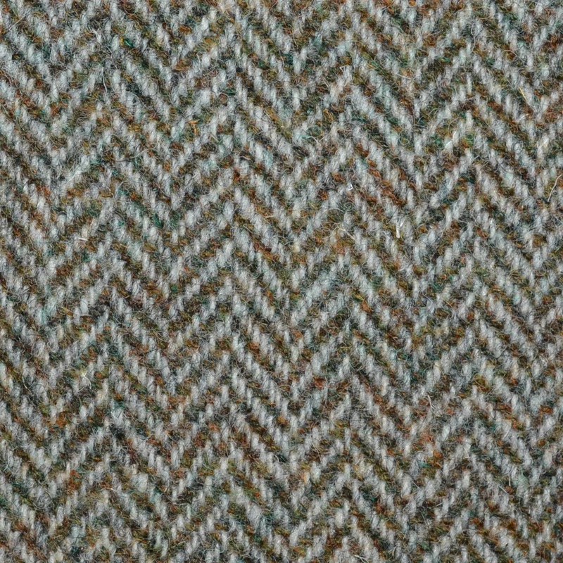 Oatmeal/Forest Green Mix Herringbone All Wool Harris Tweed
