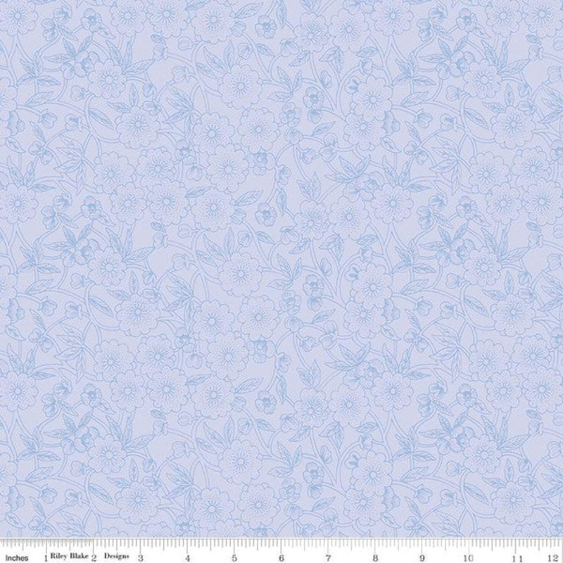 Sewing Seeds Collection Porcelain Petals Cotton Fabric CD15962 Periwinkle