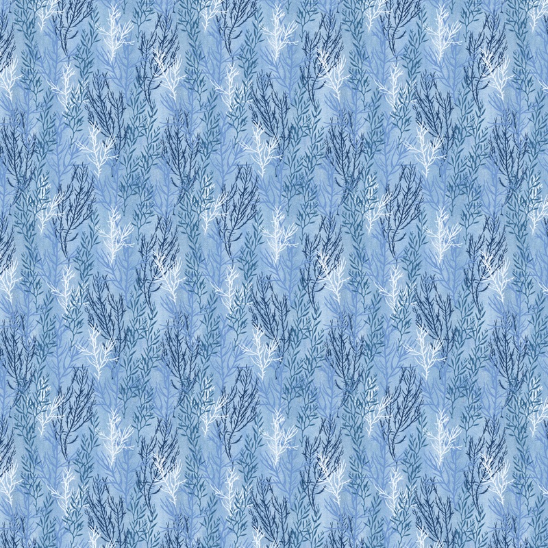 Beach Reads Collection-Seaweed-Quilting Cotton- Blue- 98250306-01 Blue