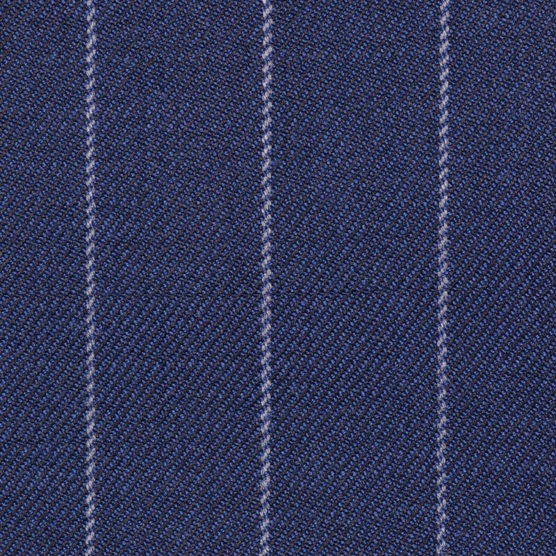 Bright Navy Blue Chalk Stripe Super 100's All Wool Suiting By Holland & Sherry