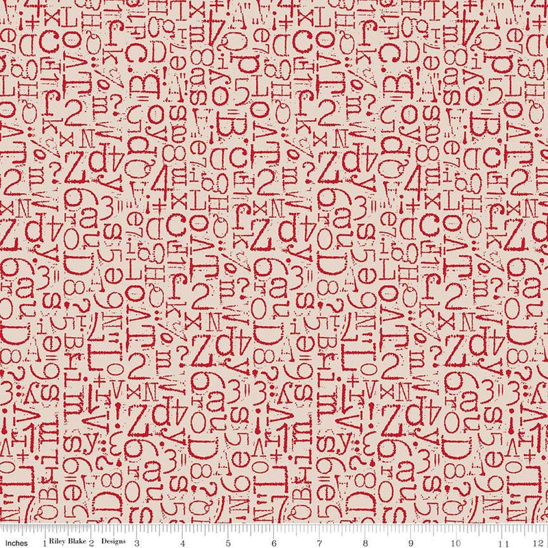 TYPE/ography Vintage Type Schoolhouse Cotton Wideback Fabric per yard