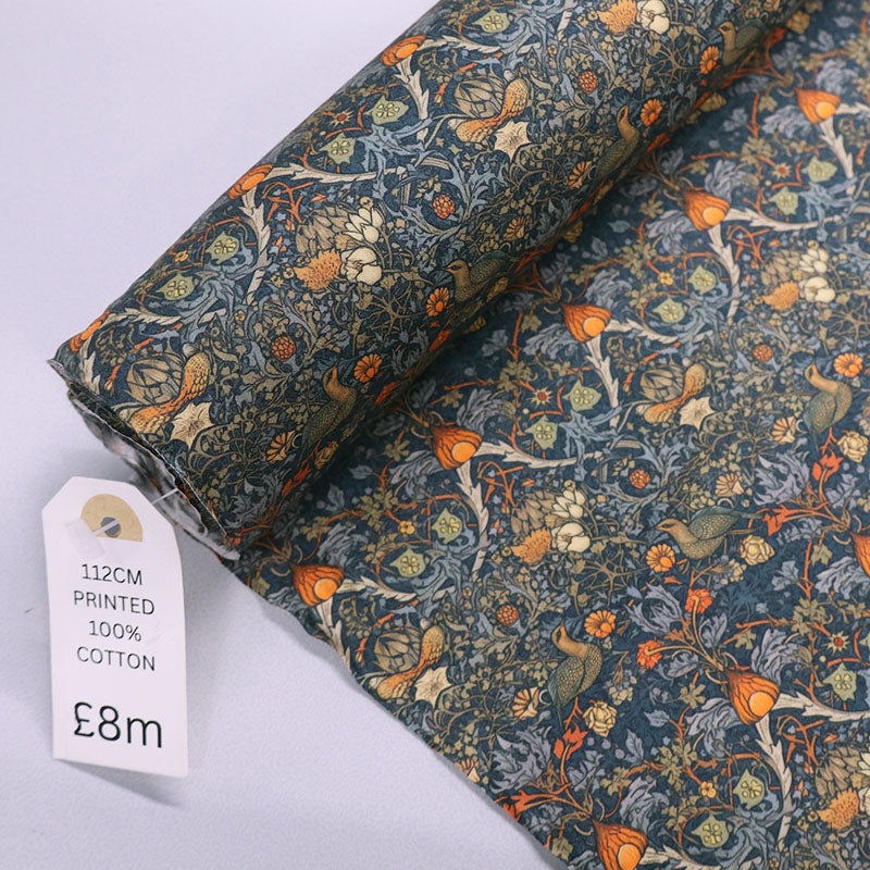 100% Cotton Poplin - Orange Thief