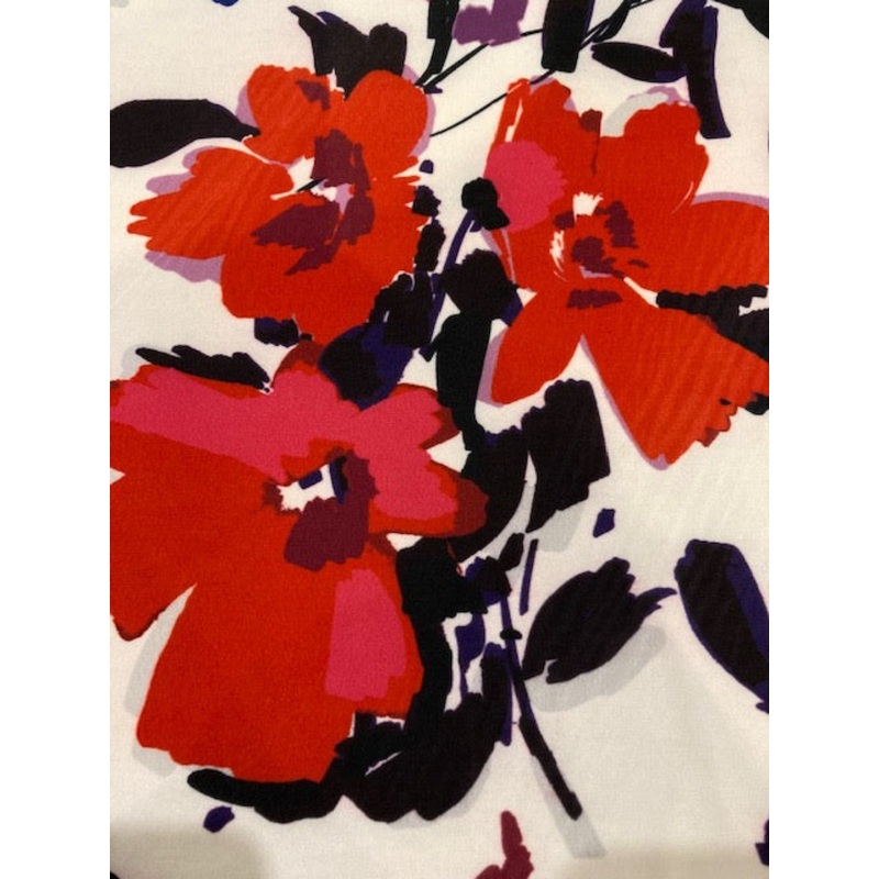 Red & Violet Floral Jersey Stretch 95% Polyester, 5% Elastane, 145 cm Wide