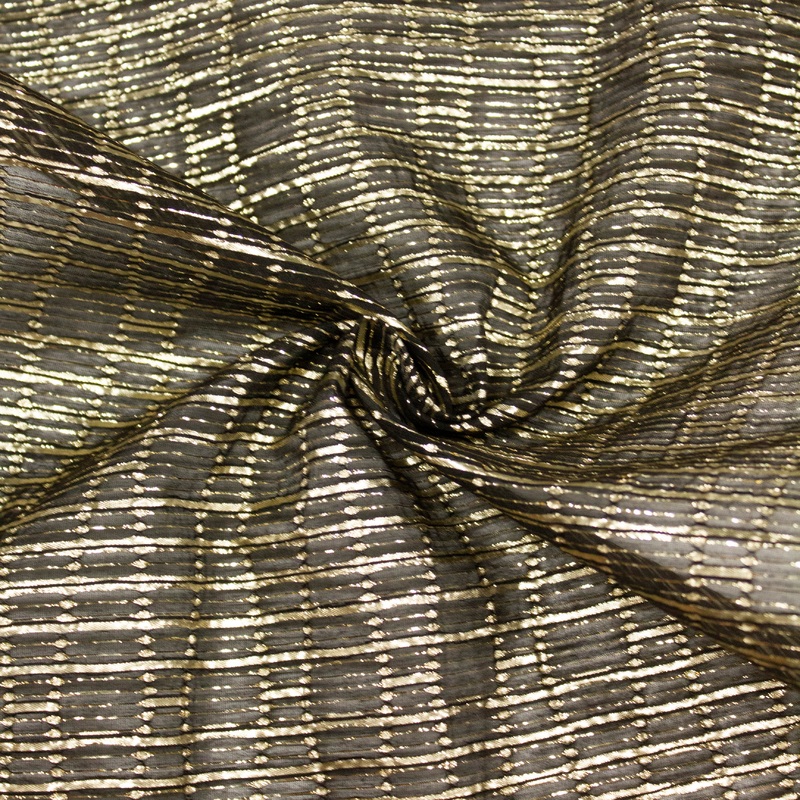 Siber Black & Gold Cotton Lurex Blend Fabric SHOWROOM SAMPLE 34CM X 60CM