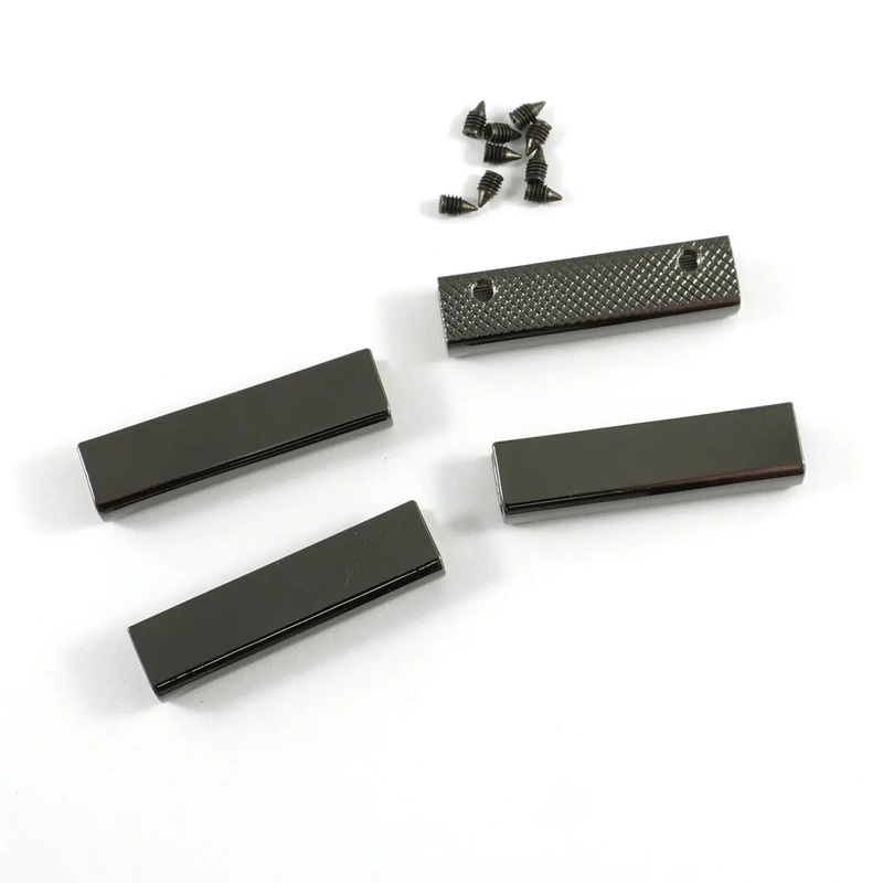 Strap End Caps Rectangle 1-1/2in wide 4pk Gunmetal
