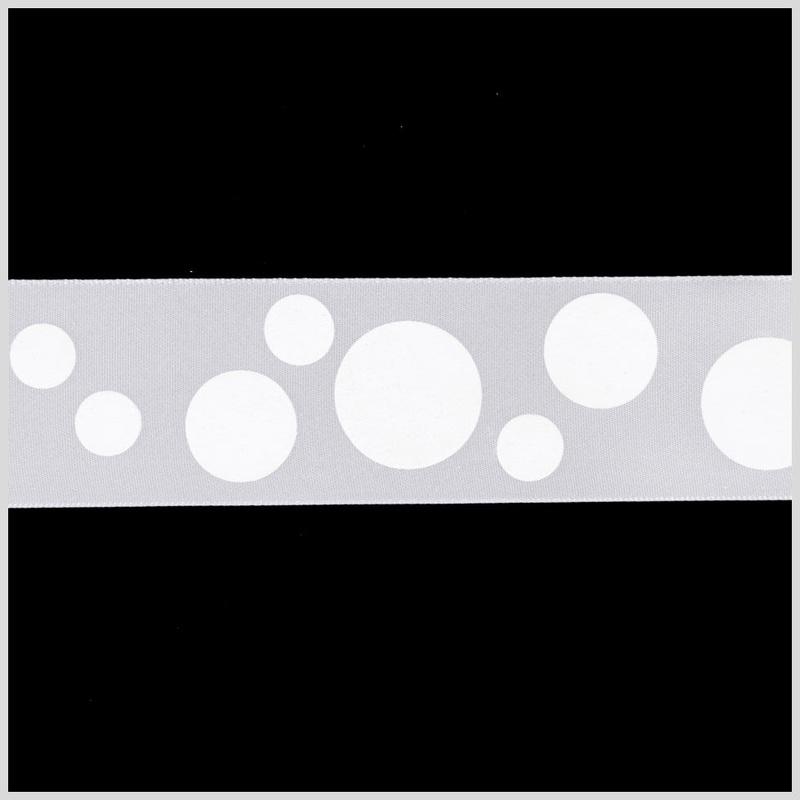 1.5" White Polka Dot Satin Ribbon