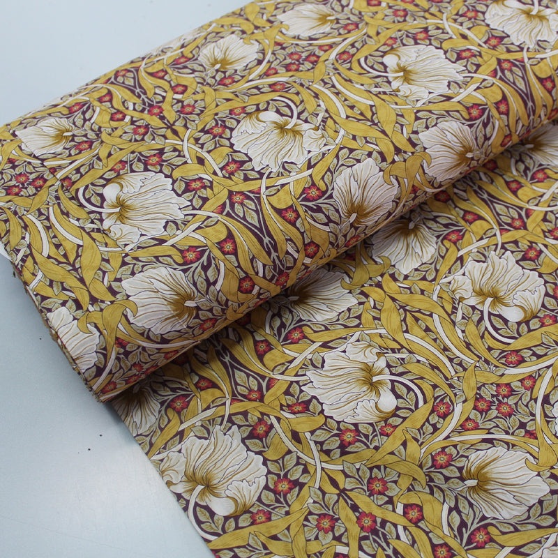 145CM REMNANT Dressmaking Floral Cotton Lawn - Mustard Yellow - Rosemary