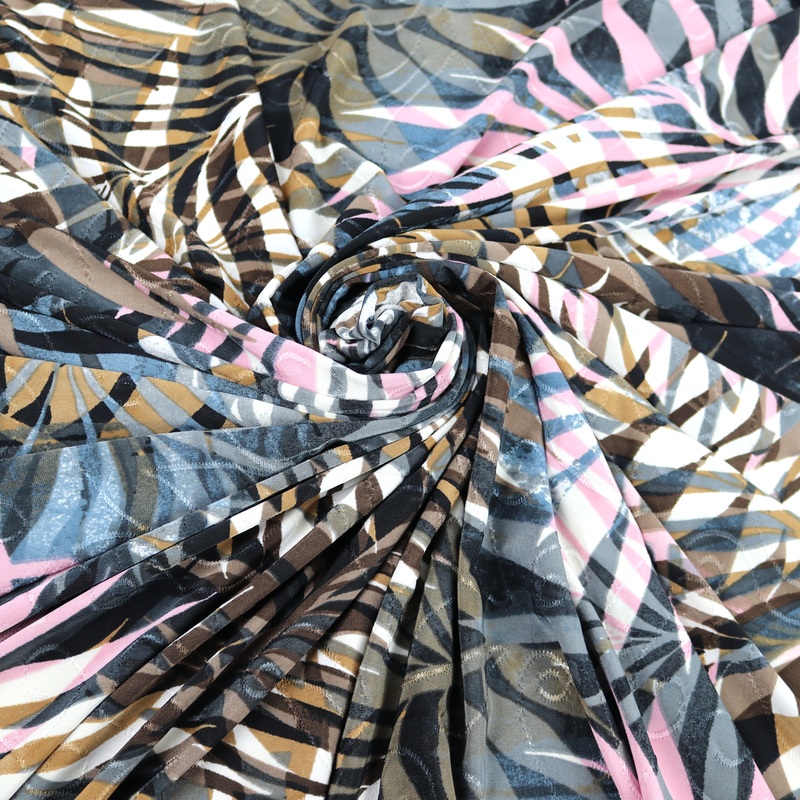 Brown-Pink Tropical Pattern Fabric