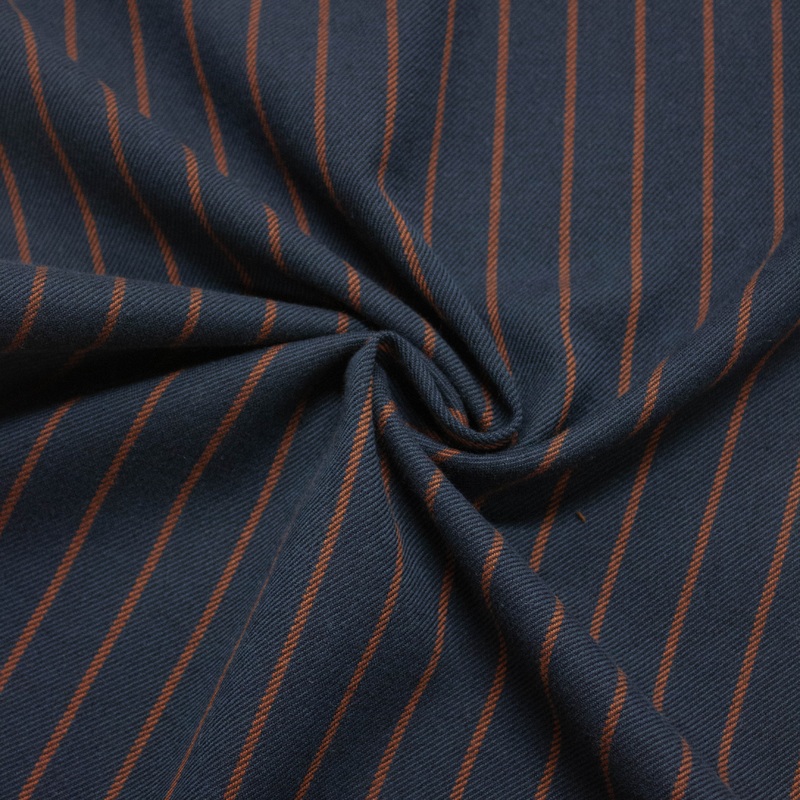 Felix Dark Blue Striped Wool Viscose Blend Fabric SHOWROOM SAMPLE 34CM X 60CM