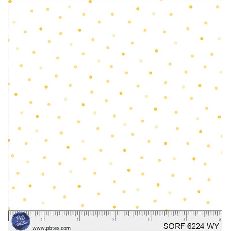 Sorbet Flannel White With Yellow Tonal Dots Cotton 44" / 45" Fabric per yard