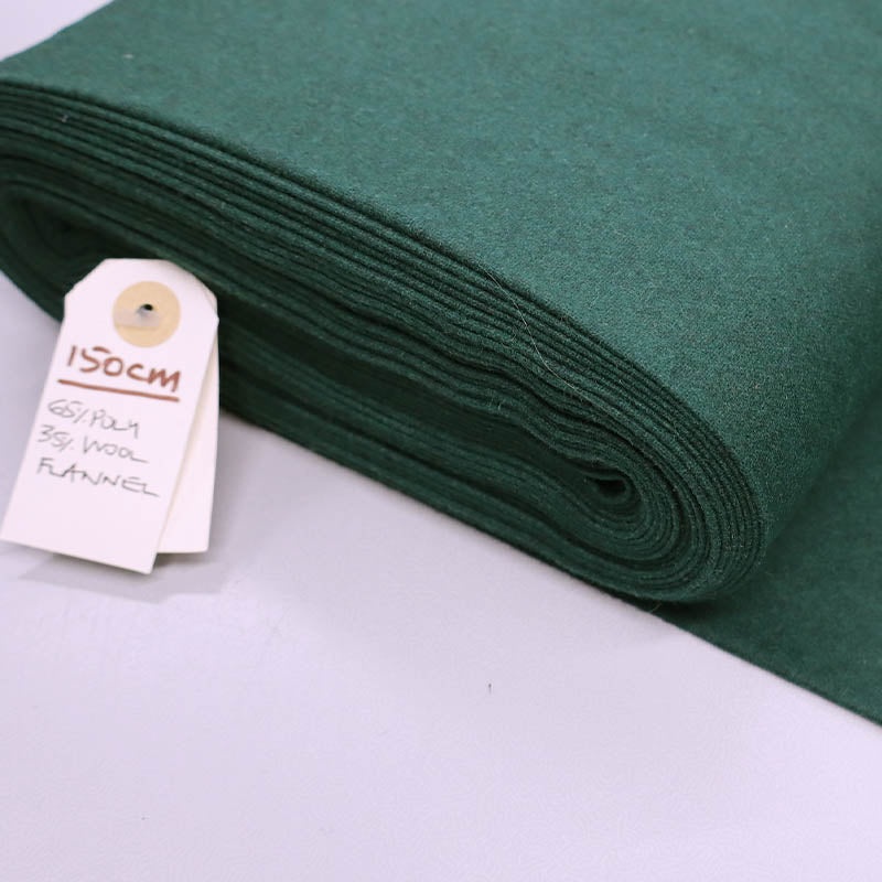 Wool Mix Flannel - Bottle Green