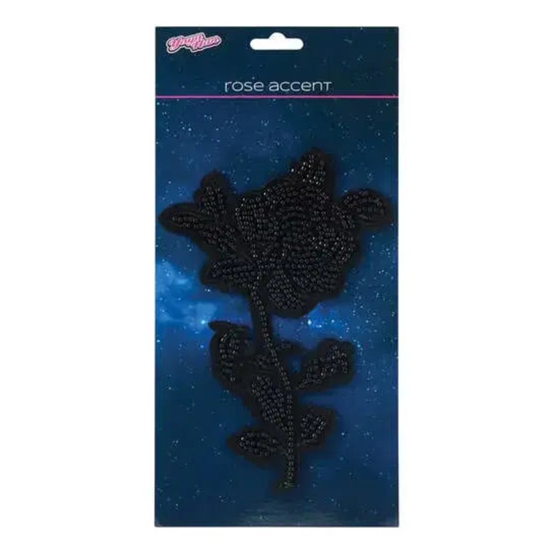 Yaya Han 4.33''x6.69'' Sew on Rose Accent Applique Black