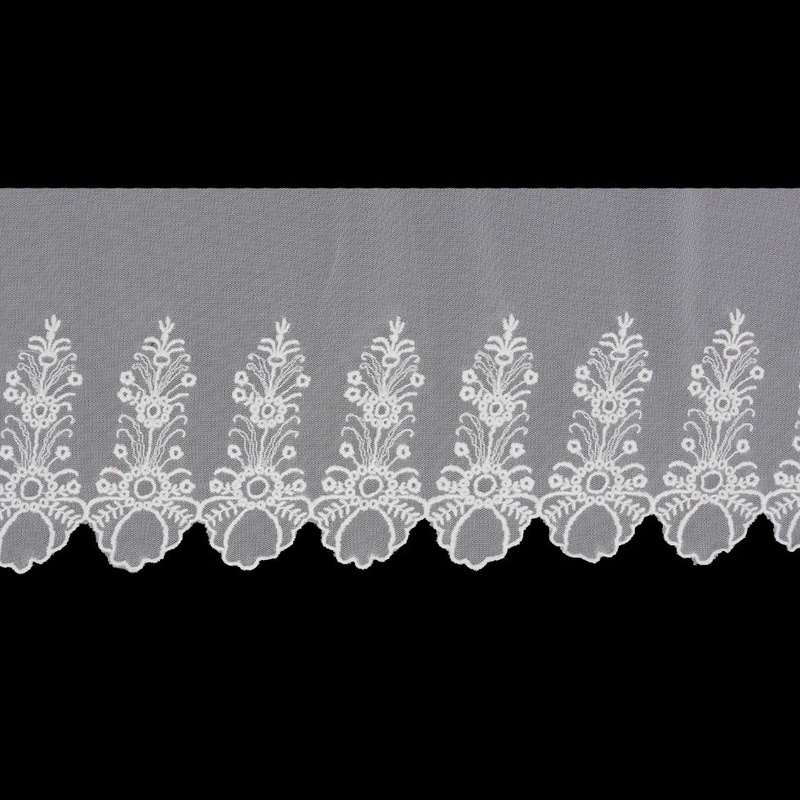 7.5" White Floral Cotton Lace Trim