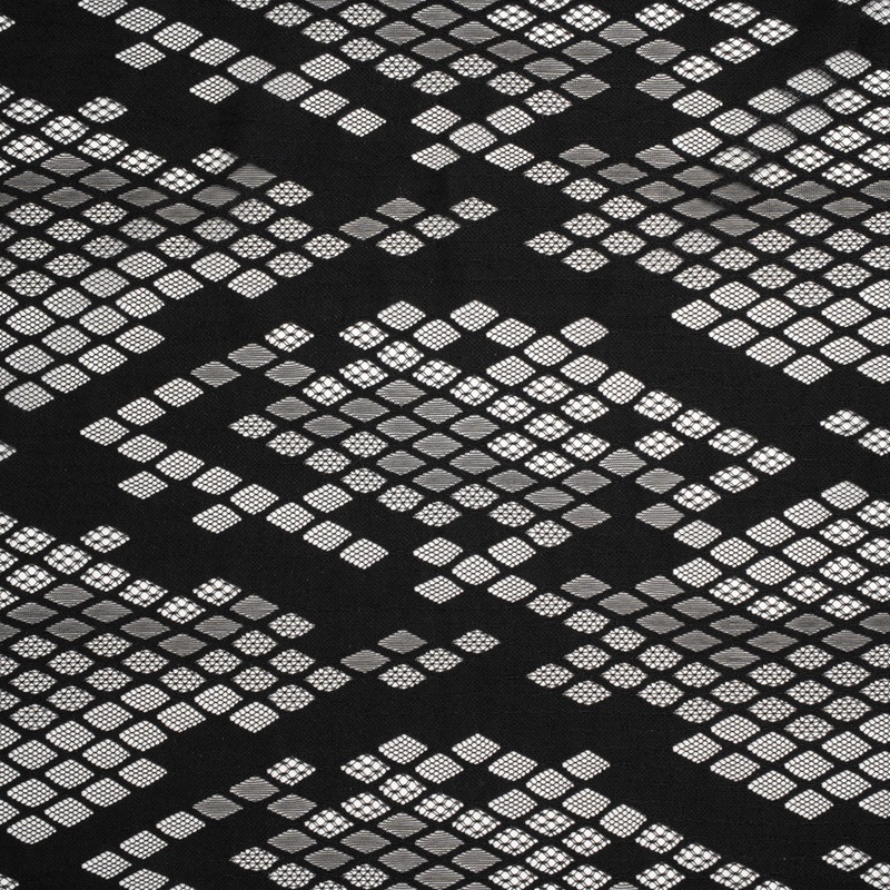 Raschel Lace with Eyelash Fringe Edges - Black Diamond Argyle