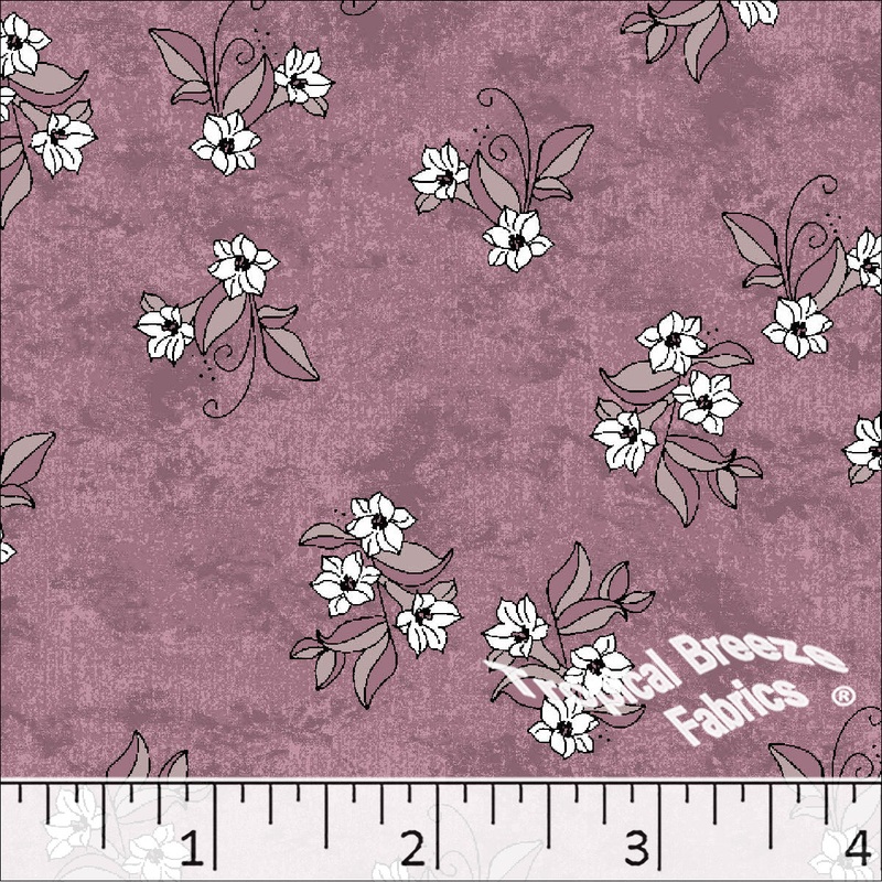 Standard Weave Floral Print Poly Cotton Fabric 6192 Dusty Rose