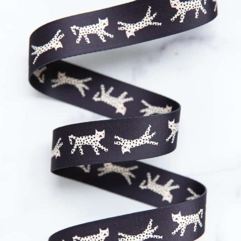 1 1/2" Webbing | Ruby Star Society | Snow Leopard - Black