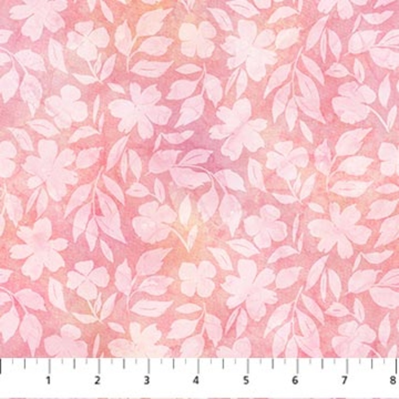 Sweet Surrender Collection Watercolor Foliage Cotton Fabric 26952 Pink