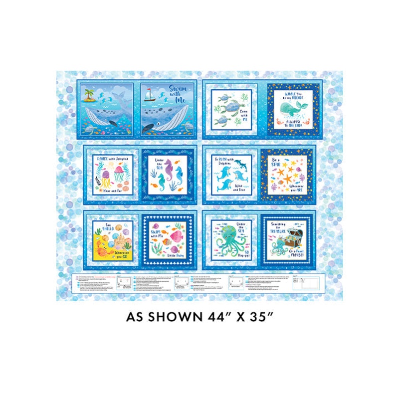 Swim with Me Book Multi Cotton 44"/45" Fabric Per Yard