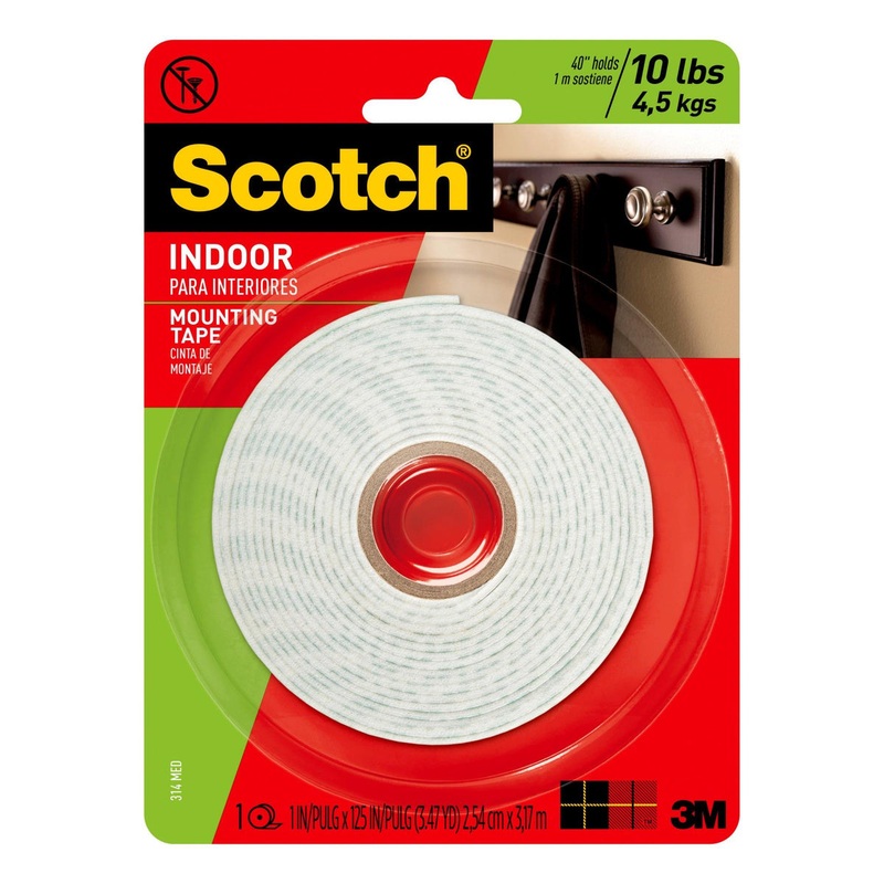 1 in X 125 in Indoor Double-Sided Mounting Tape White 1 Roll