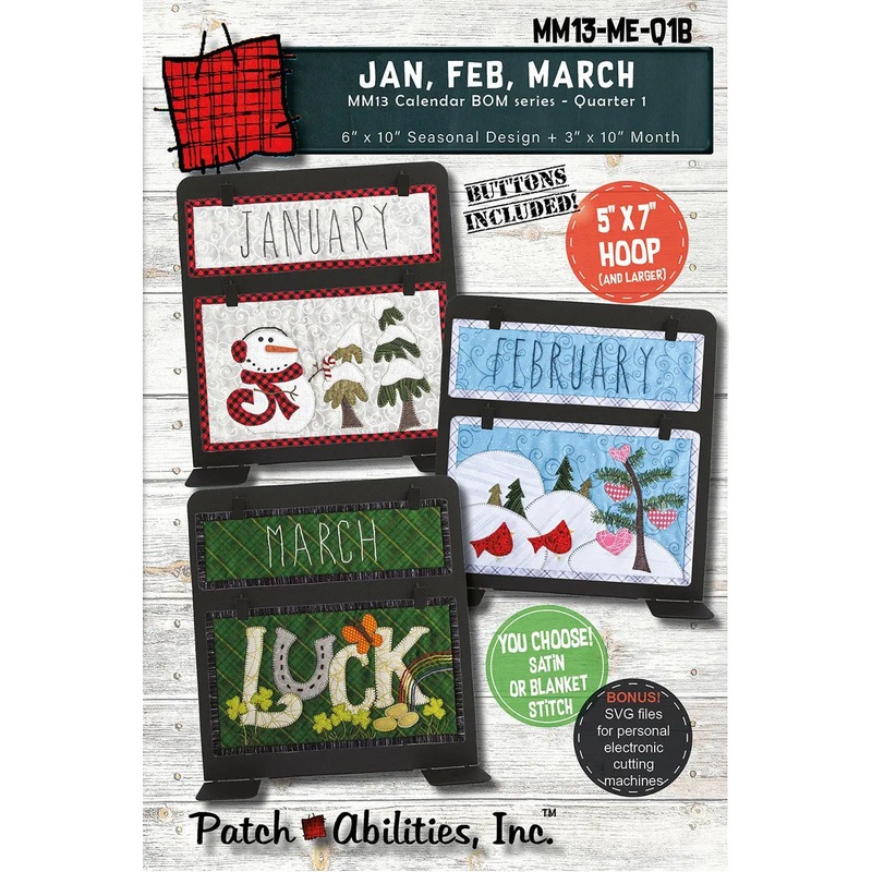 Quarter 1 Calendar Series Machine Embroidery with Buttons