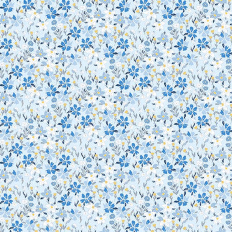 Blue Digital Lucy Lovelies 44"/45" Cotton Fabric Per Yard