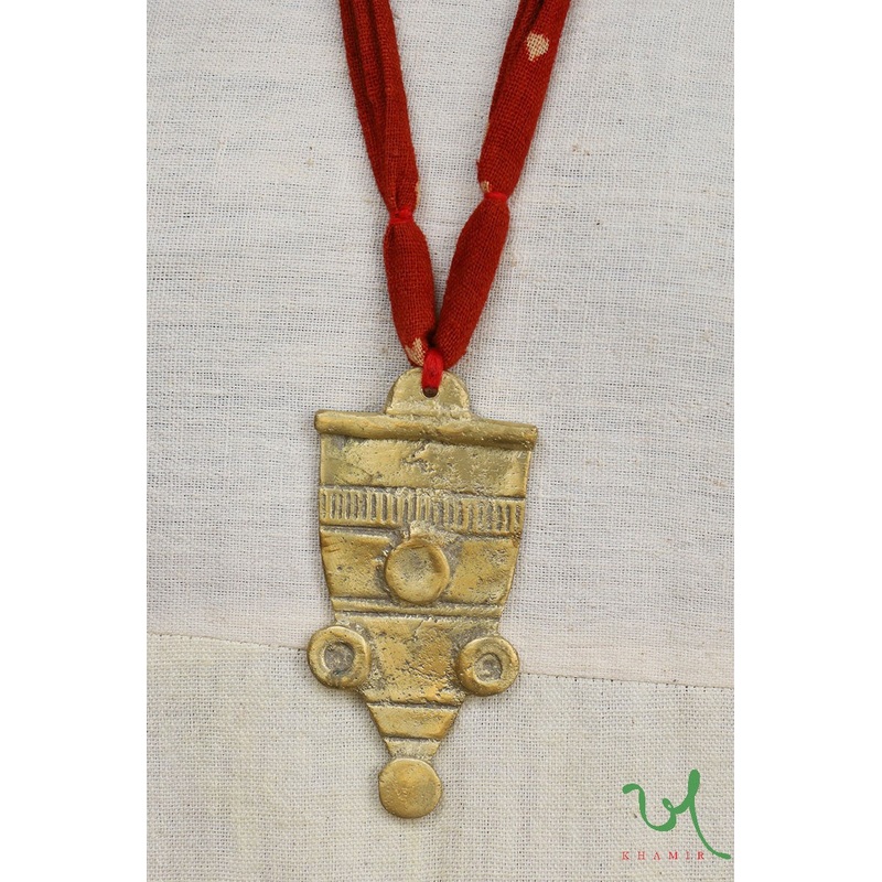 Recycled Metal Detailed Triangle Sand Cast Handcrafted Necklace