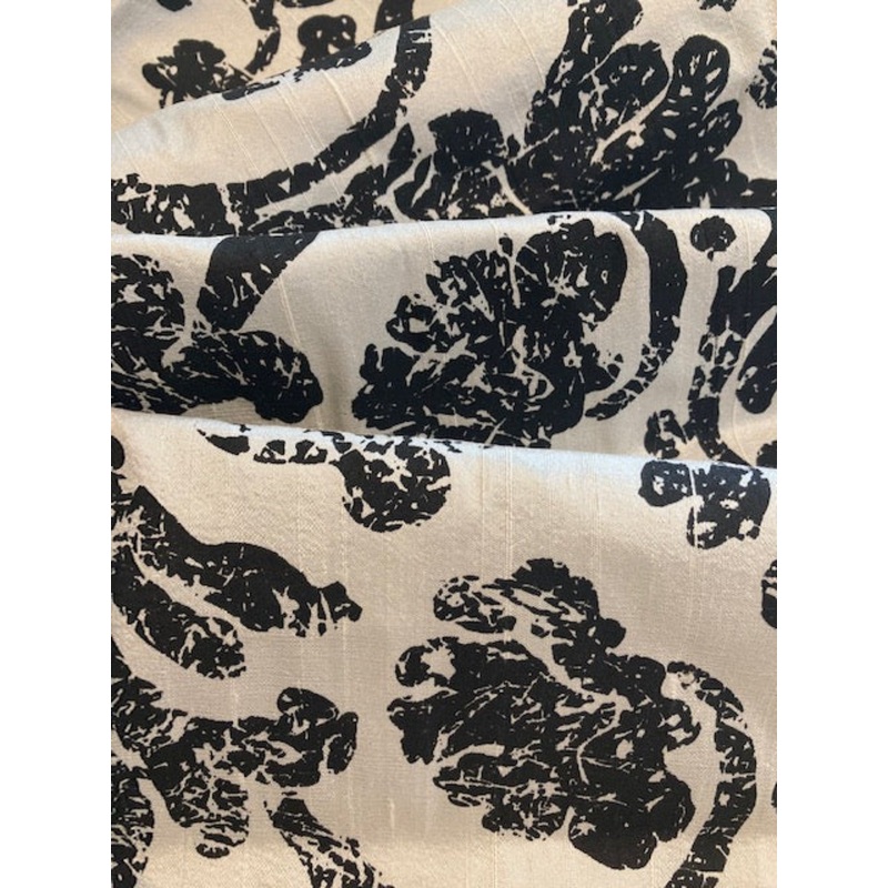Black Print on White Silk Dupion