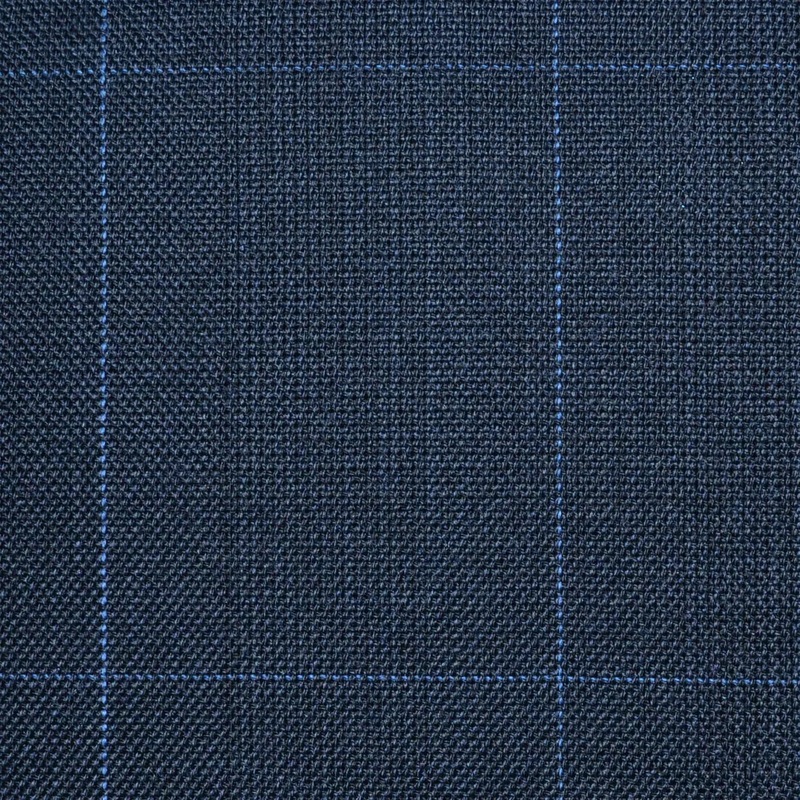 Midnight Blue Split Matt Glen Check Super 100's All Wool Worsted Suiting By Holland & Sherry