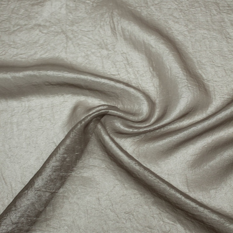 Saleema Greige Polyester Voile Satin Fabric SHOWROOM SAMPLE 34CM X 60CM
