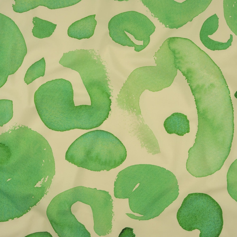 Stretch Cotton Poplin Print - Green Ash and Cream Abstract Spots - Mood Exclusive Painter's Polka