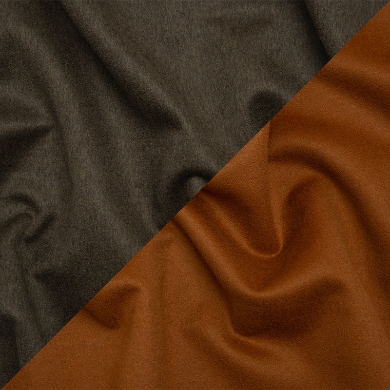 Cashmere Double Cloth Coating Made in Italy - Brown Olive and Adobe Brown - Deadstock