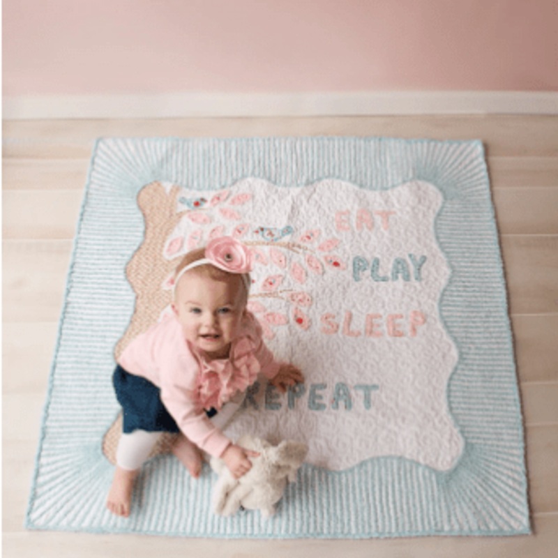 Eat, Play, Sleep, Repeat Pattern 43"x43" By Chenille It