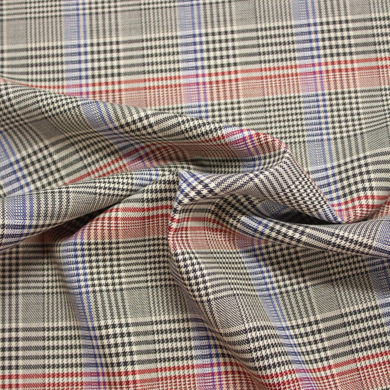 Eduard Multicolour Prince of Wales Wool Suiting Stretch Fabric