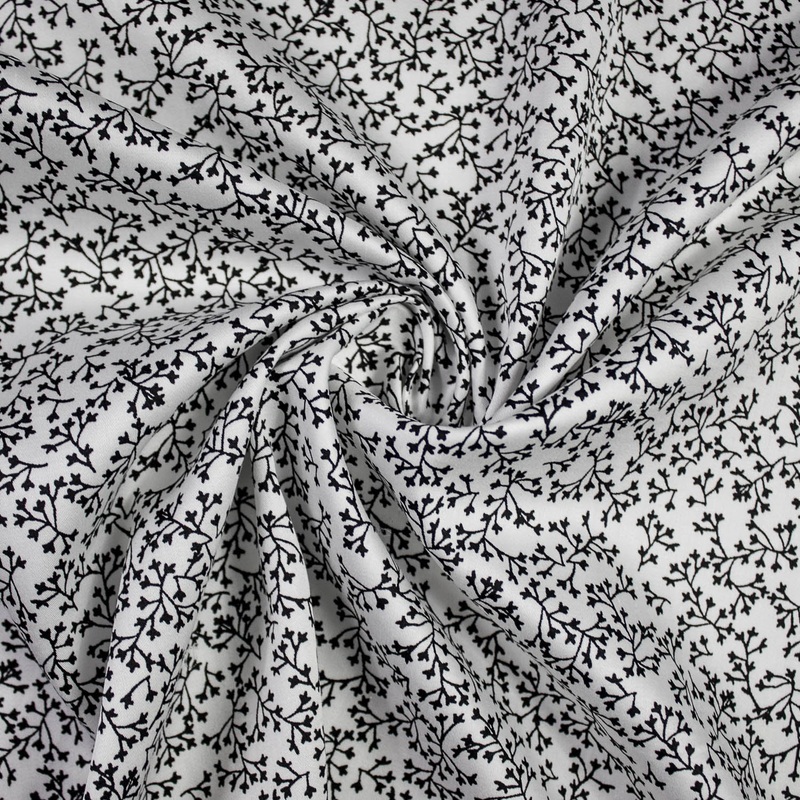Tobin White & Black Floral Cotton Fabric