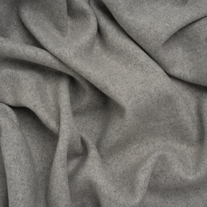 Recycled Brushed Wool Blend Twill Coating - Heathered Steel Gray - Made in Italy - Maeve Collection