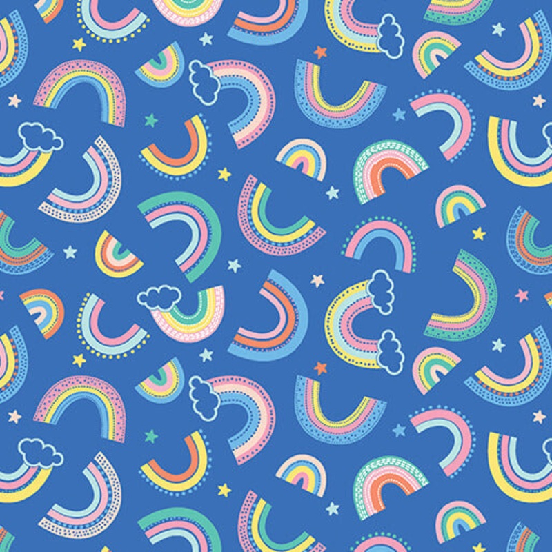 Twinkle Comfort Flannel - Dreamy Rainbows - Royal Blue 44"/45" Cotton Flannel Fabric per yard