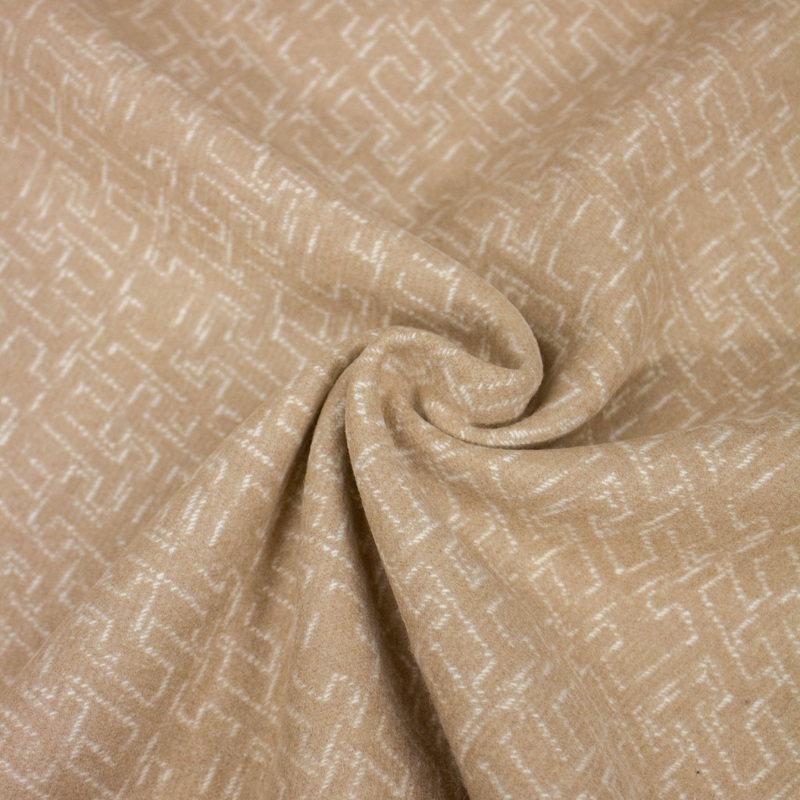 Liva Camel Monogram Wool Double Face Fabric - ONLINE EXCLUSIVE -
