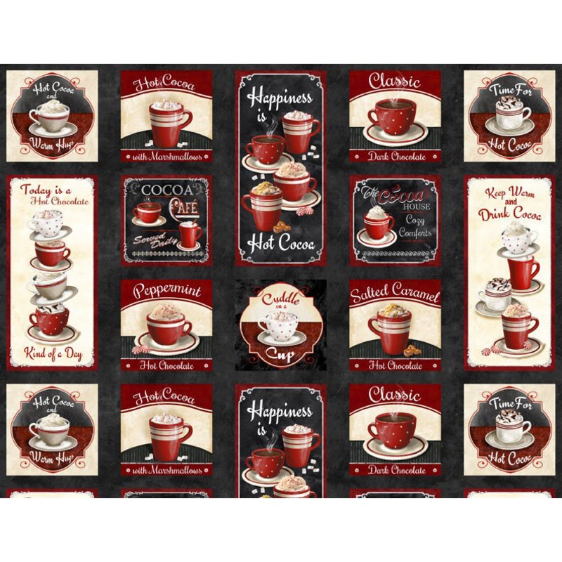 Time for Hot Cocoa Cotton Fabric Panel 3046