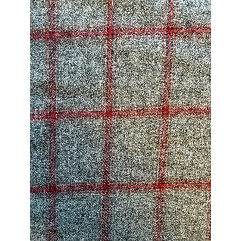 Grey and Burgundy Wool Tweed