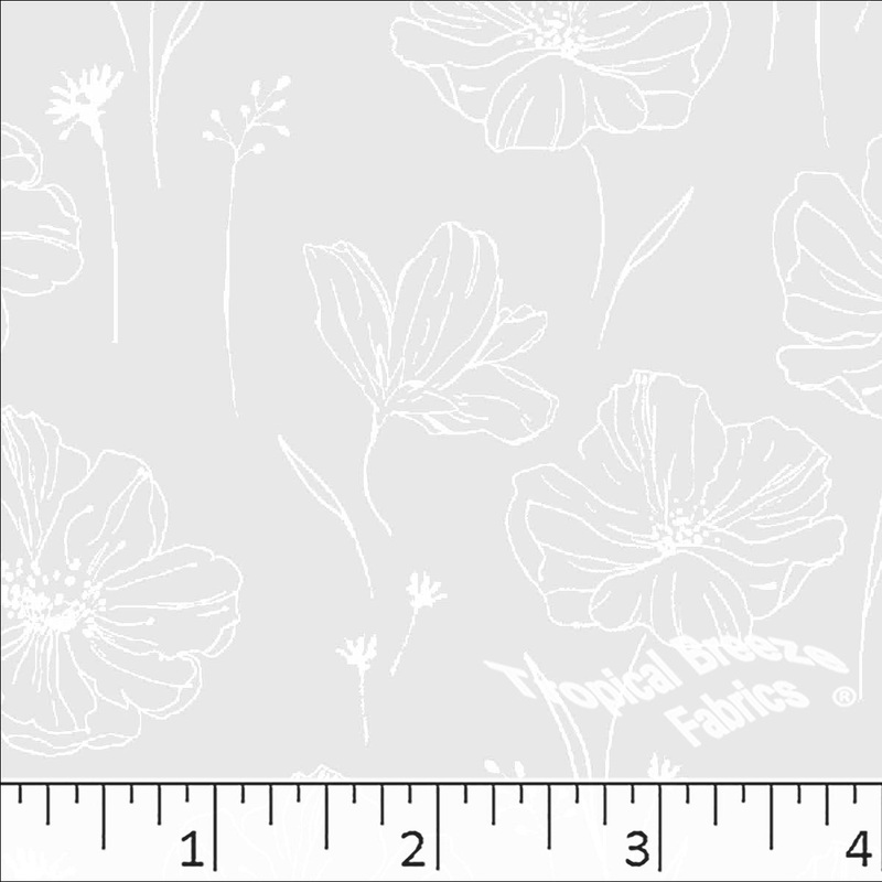 Standard Weave Large Floral Poly Cotton Dress Fabric 6230 White