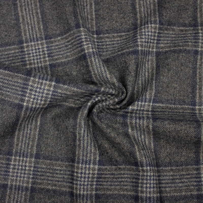 Veran Grey/Brown Check Virgin Wool Suiting Fabric SHOWROOM SAMPLE 34CM X 60CM