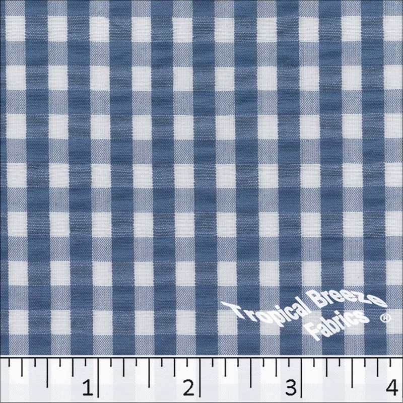 Seersucker Plaid Fabric 48850 Slate Blue