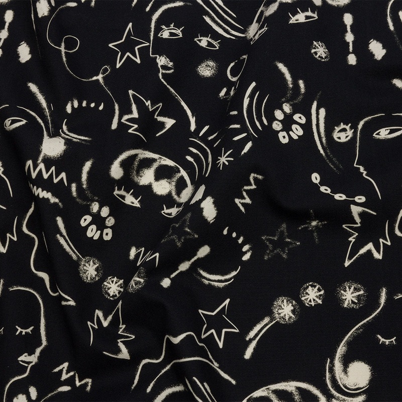 Stretch Cotton Canvas Print - Black and White Abstract Doodles - Mood Exclusive Universal Simplicity