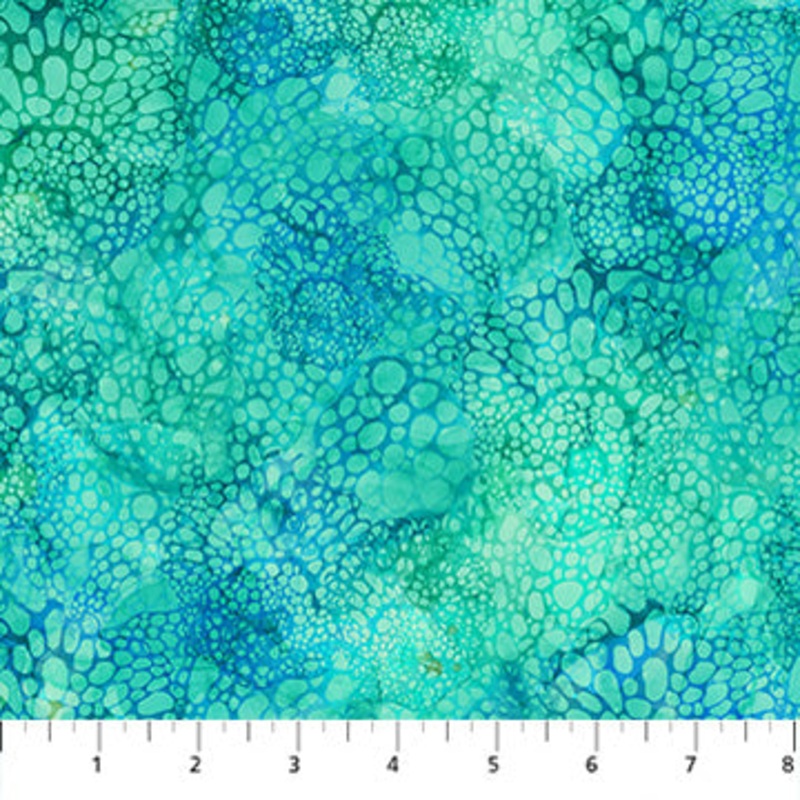Turquoise Bubbles Coral Reef 44"/45" Cotton Fabric Per Yard