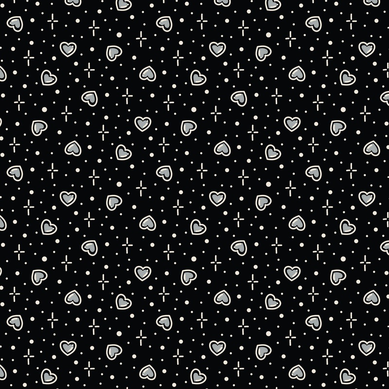 Black Hearts Love Ink 3388 Cotton 44/45 Fabric Per Yard