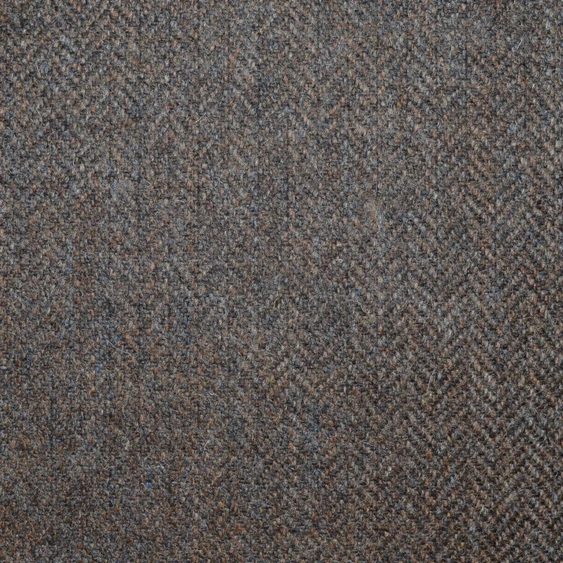 Country Brown and Dark Brown Herringbone All Wool Tweed